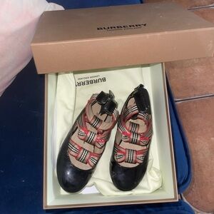 Burberry Black and Red Dress Shoes with Signature Check Pattern